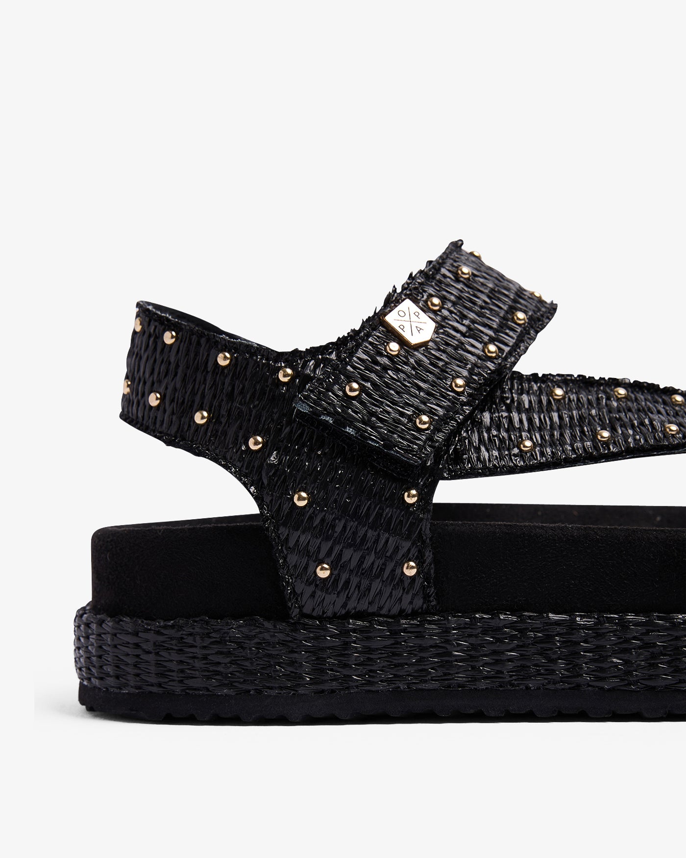 Sandalia Niana Tachuelas Rafia Negro 35