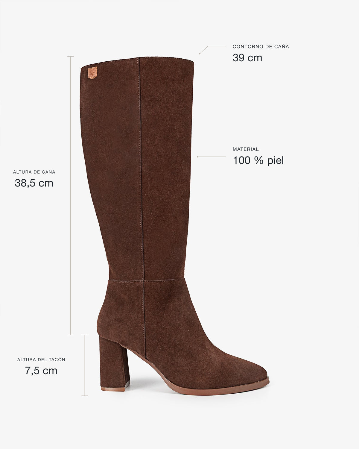 Bota Alta de Serraje Marrón Sinnara