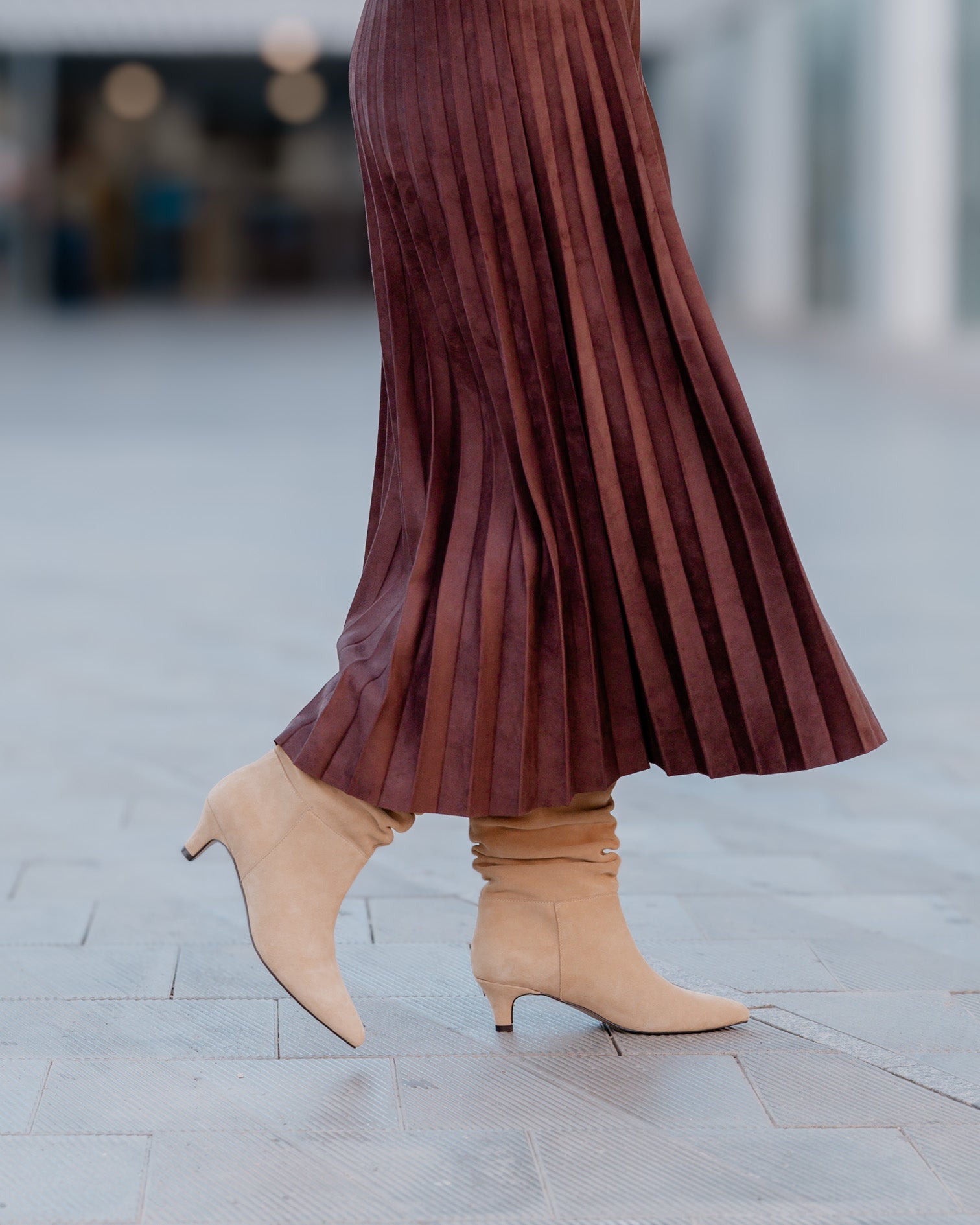 Bota Media de Piel Beige Nirvana