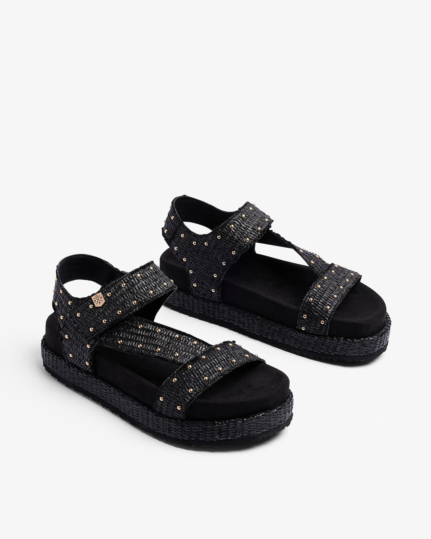Sandalia Niana Tachuelas Rafia Negro 35